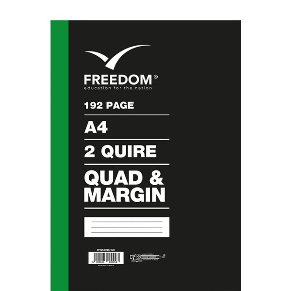 A4 2 Quire 192 Page Quad & Margin