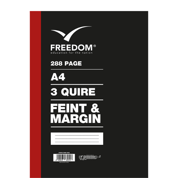 A4 3 Quire 288 Page Feint & Margin