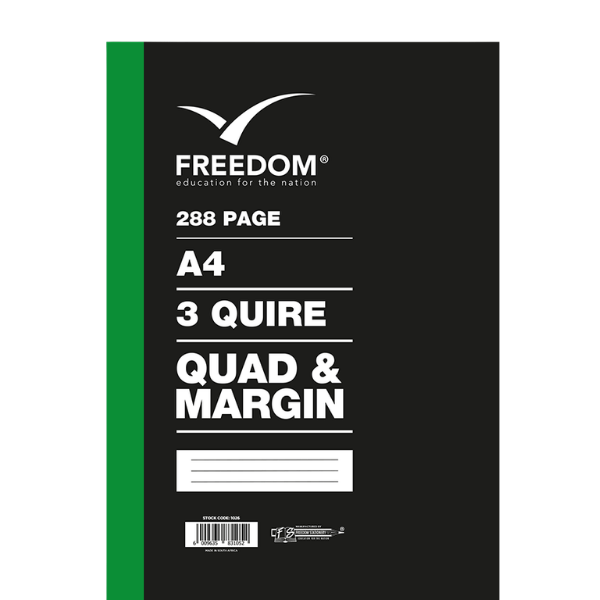 A4 3 Quire 288 Page Quad & Margin