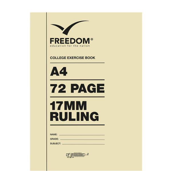 A4 72 Page College Book 17mm Ruled