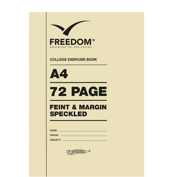 A4 72 Page College Book Feint & Margin Speckled