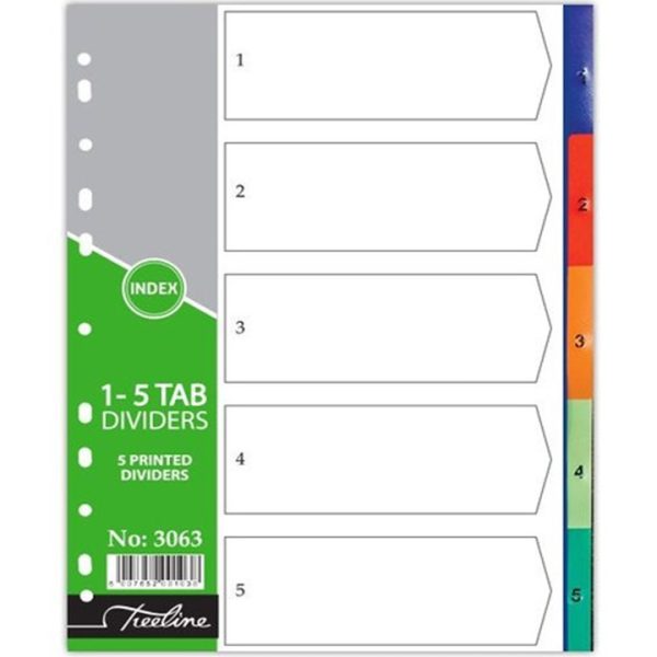 Index 1-5 Tab Rainbow PVC Divider Printed