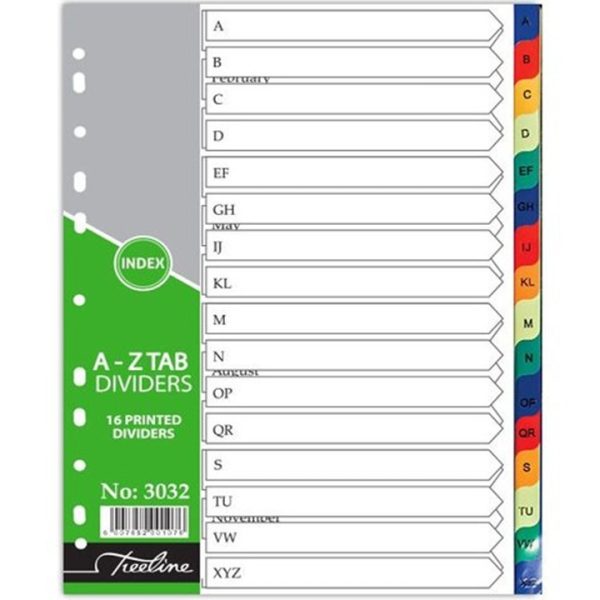 74* A4 Index A-Z 20 Part Rainbow PVC Divider Printed