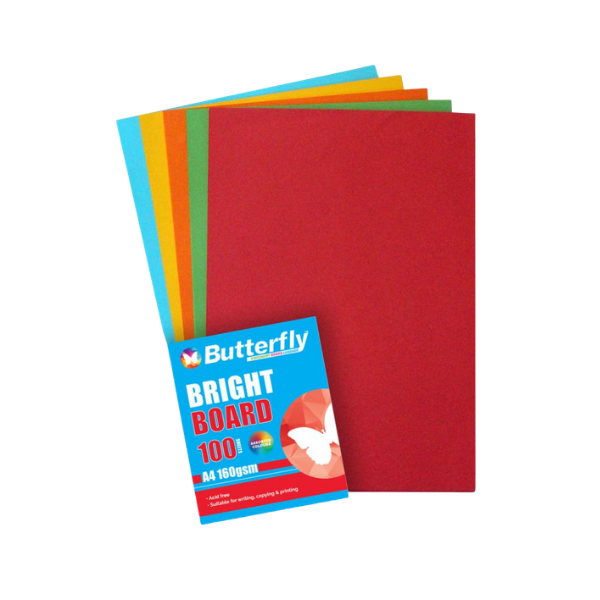 A4 Board Bright 160gsm Assorted 100's