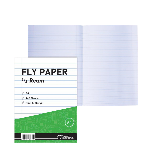 A4 Fly Paper - Feint & Margin (½ Ream) 240 Sheets