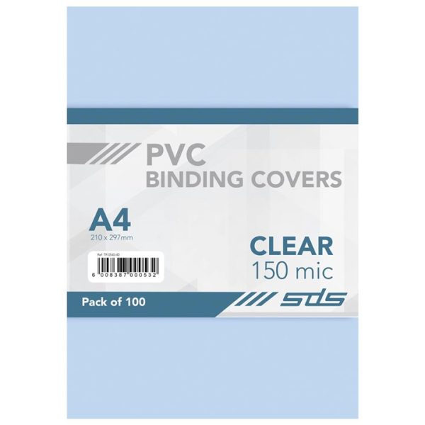 SDS Binding Covers Clear A4 150 Micron 100's