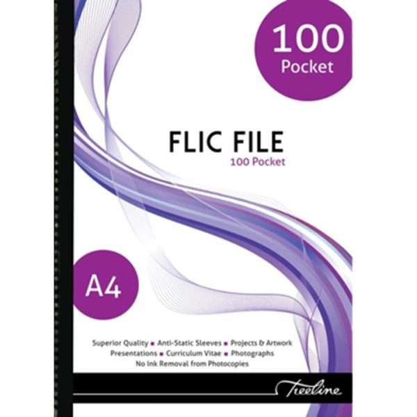 Flic File A4 100 Pocket Display Book 50 Micron