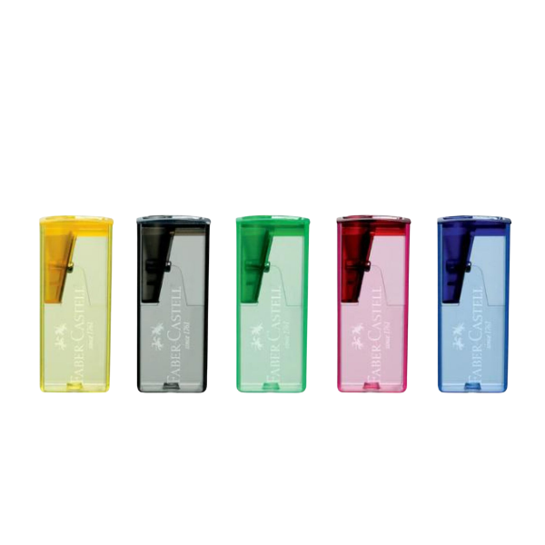 Faber-Castell Plastic 1 Hole Sharpener with Waste Box Assorted Colours (Each)