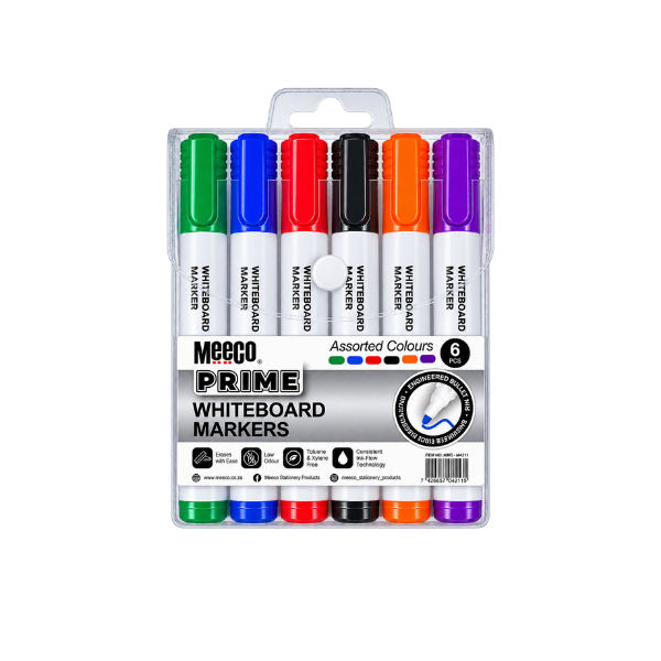 Meeco Whiteboard Marker Bullet Tip Wallet of 6