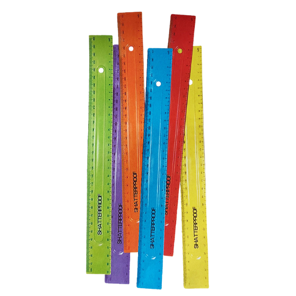 Shatterproof Plastic Ruler 30cm Assorted Colours