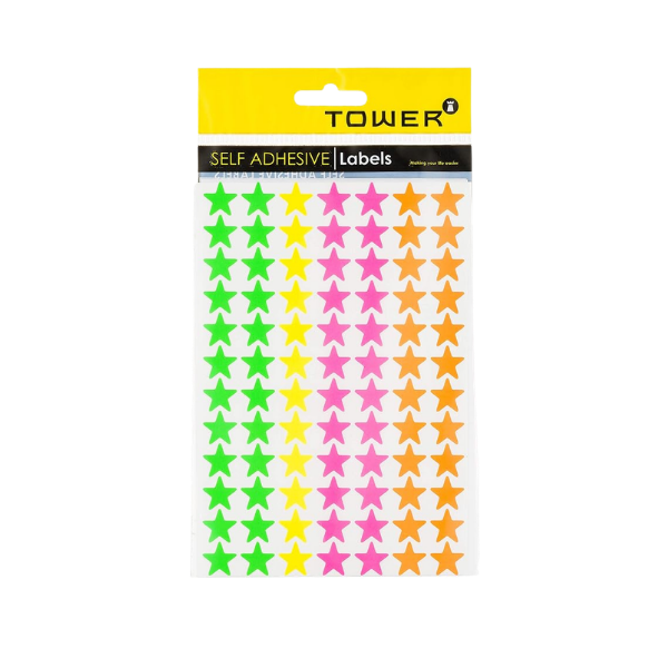 Tower Stars Label 14mm Assorted 168 Stickers